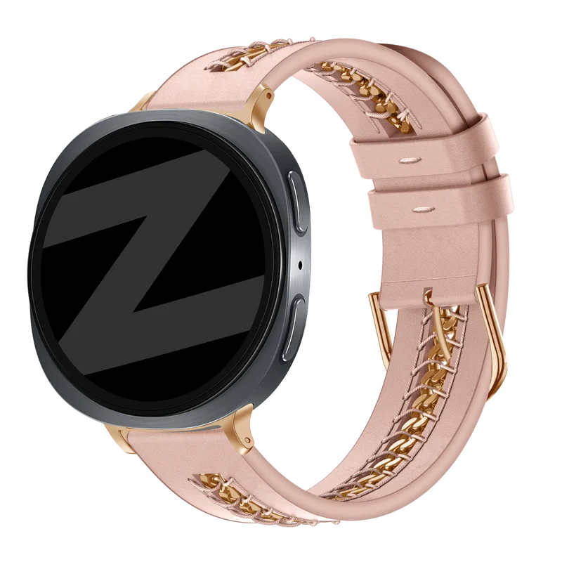 Bandz Samsung Galaxy Watch 8 - 44mm Lederarmband 'Chains' (Rosa)