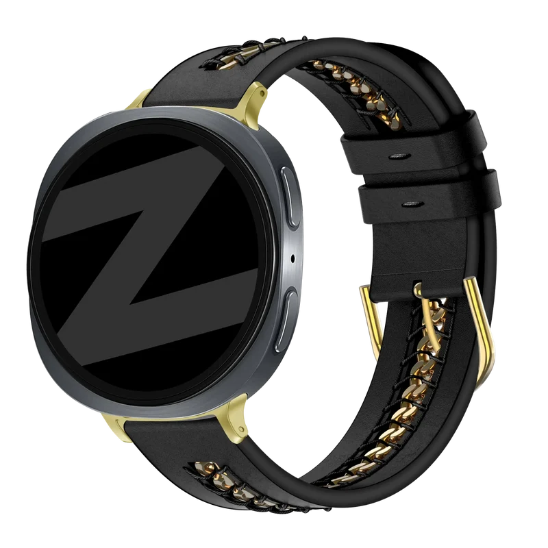 Bandz Samsung Galaxy Watch 8 - 44mm Lederarmband 'Chains' (Schwarz)