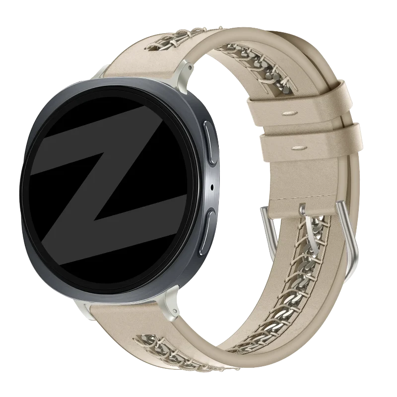 Bandz Samsung Galaxy Watch 8 - 40mm Lederarmband 'Chains' (Beige)