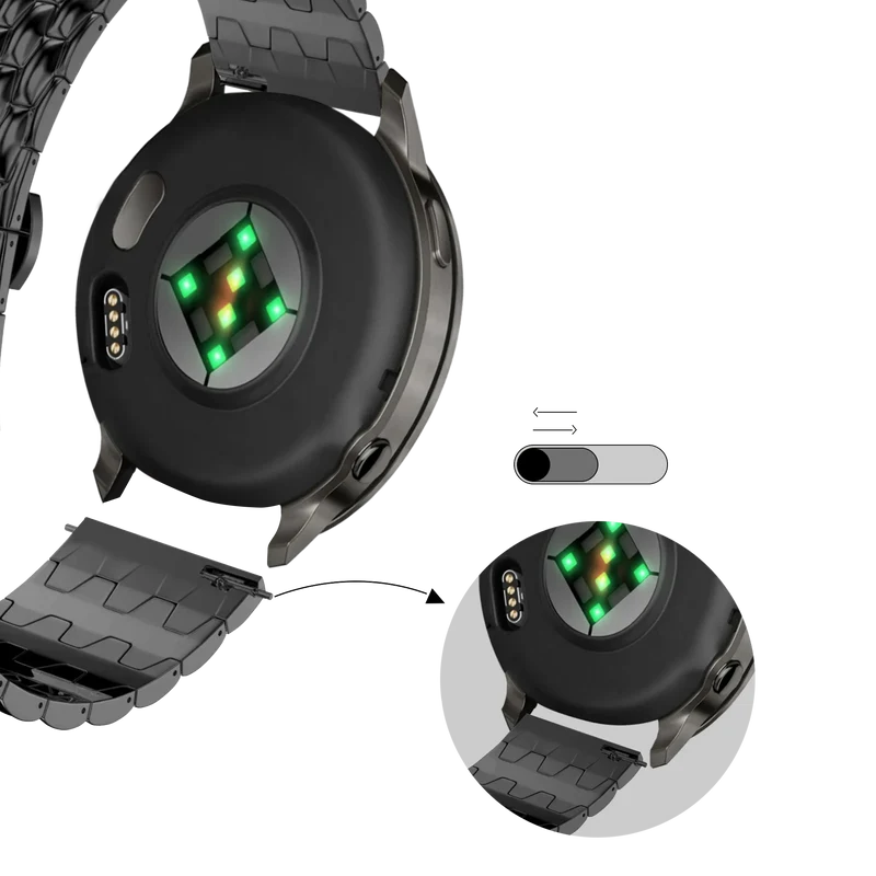 Bandz Garmin Forerunner 70 Stahlarmband 'Dragon' (Schwarz)