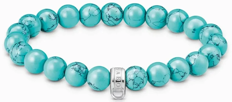 Thomas Sabo Bead-Armband Modell: X0293-404-17-L19 mit türkisen Steinen und ringförmiger Öse für Charms