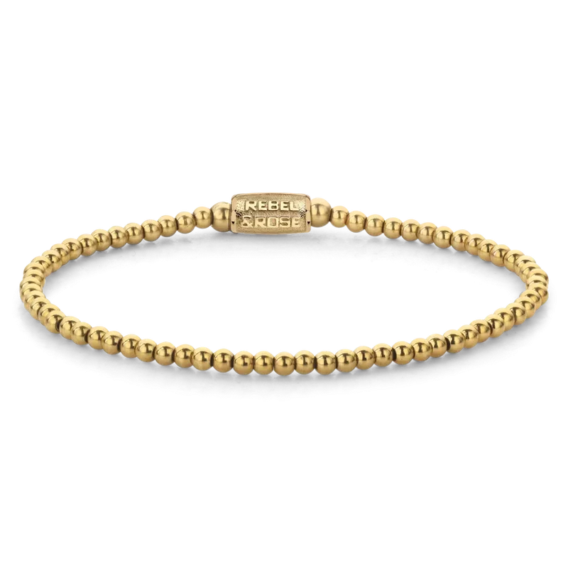 Goldplattiertes Armband aus Edelsteinen mit Edelstahlverschluss - Rebel&Rose Modell: RR-30001-G-M