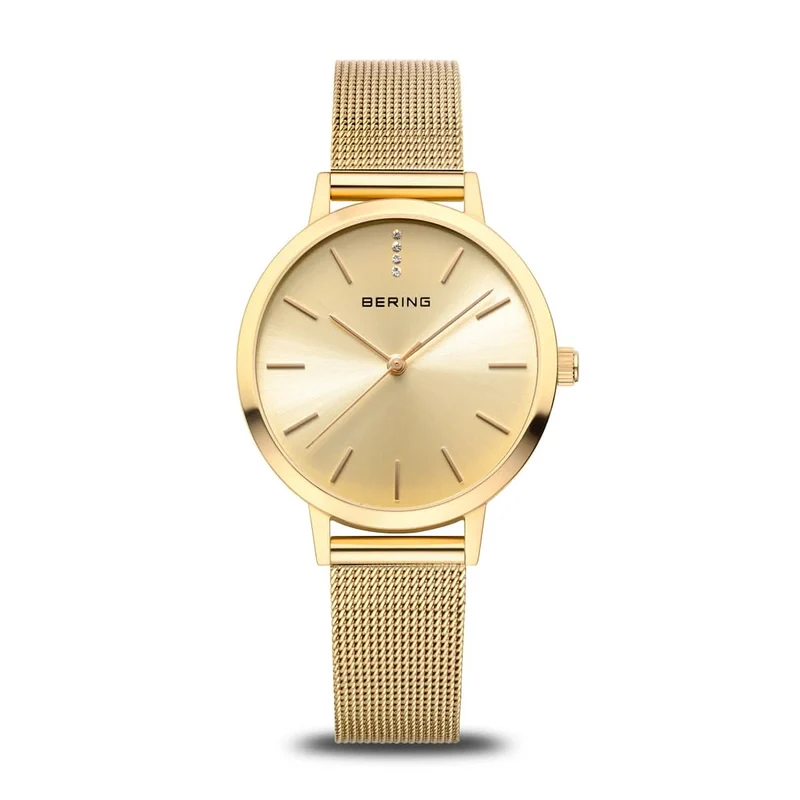 Bering Classic 13434-333 Damenuhr • Kratzfestes Saphirglas • Milanaise-Armband
