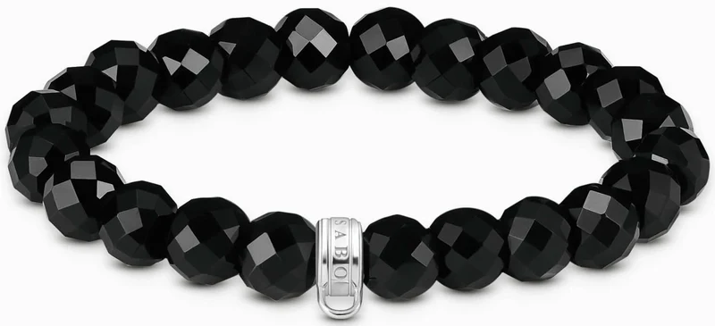 Thomas Sabo Bead-Armband Modell: X0292-023-11-L19 aus facettierten, ovalen Obsidian-Beads und ringförmiger Öse für Charms #1
