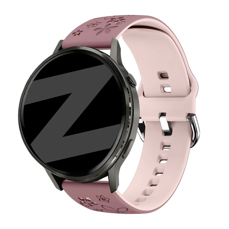 Bandz Garmin Forerunner 70 Silikonarmband 'Flowers' (Rauchiges Lila/ Hellrosa)