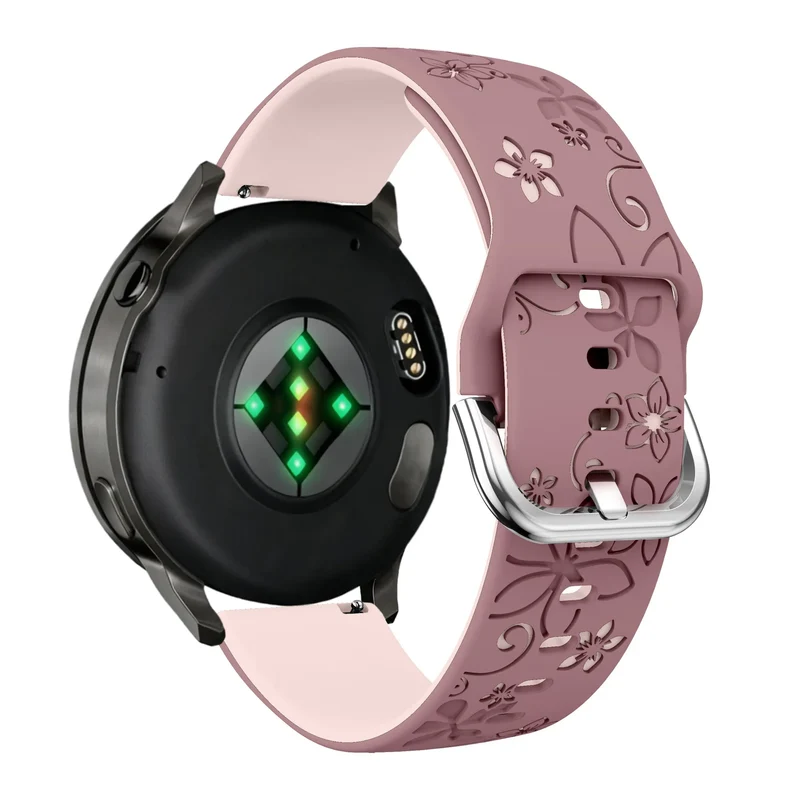 Bandz Garmin Forerunner 70 Silikonarmband 'Flowers' (Rauchiges Lila/ Hellrosa)