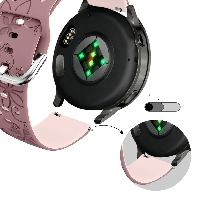 Bandz Garmin Forerunner 70 Silikonarmband 'Flowers' (Rauchiges Lila/ Hellrosa)