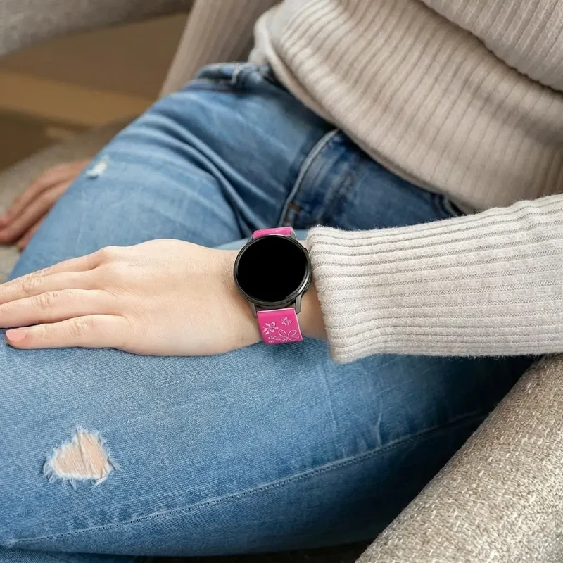 Bandz Garmin Forerunner 70 Silikonarmband 'Flowers' (Knalliges Rosa/Polarstern)