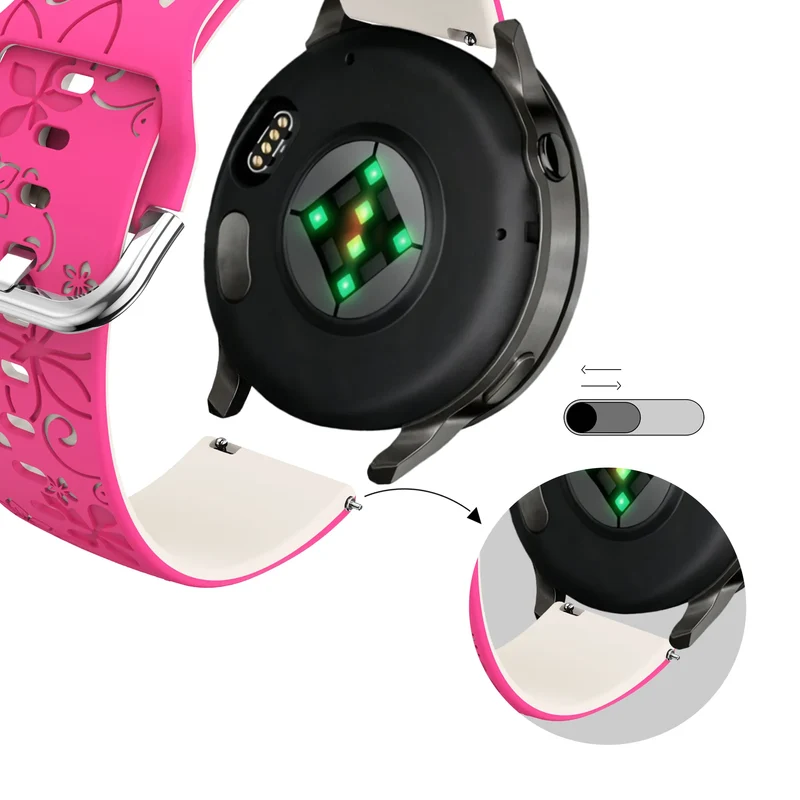 Bandz Garmin Forerunner 70 Silikonarmband 'Flowers' (Knalliges Rosa/Polarstern)