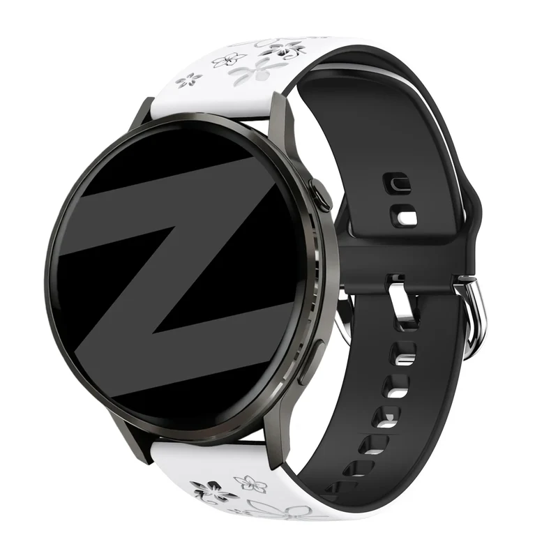 Bandz Garmin Forerunner 70 Silikonarmband 'Flowers' (Weiß/Schwarz)