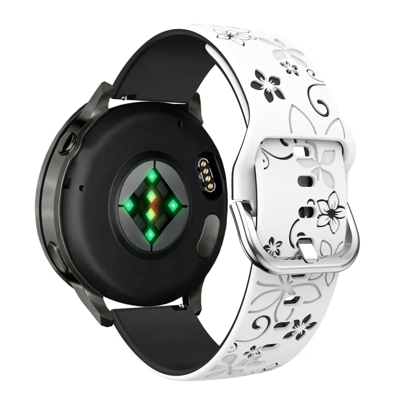 Bandz Garmin Forerunner 70 Silikonarmband 'Flowers' (Weiß/Schwarz)