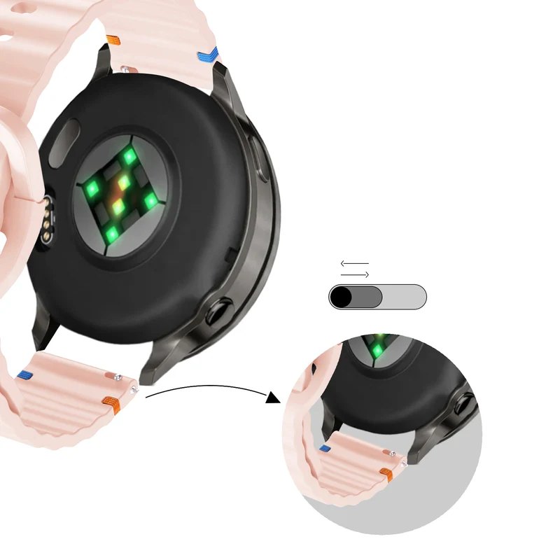 Bandz Garmin Forerunner 170 Silikonarmband 'Wave' (Hellrosa)