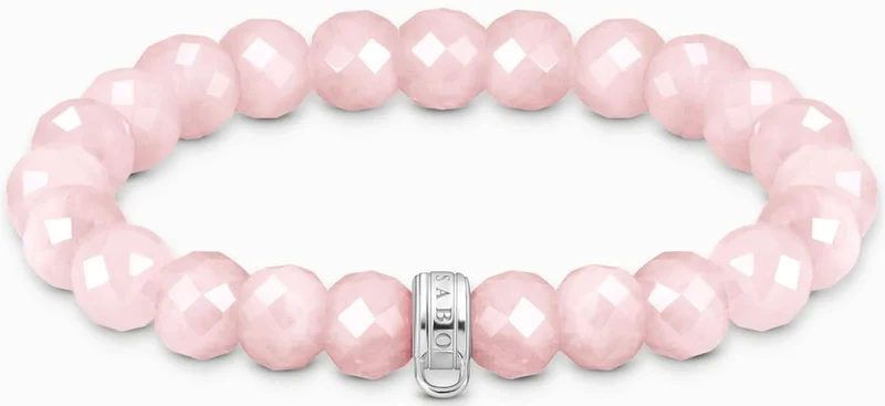 Thomas Sabo Bead-Armband Modell: X0292-034-9-L19 aus Rosenquarz-Beads und ringförmiger Öse für Charms