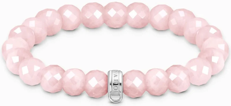 Thomas Sabo Bead-Armband Modell: X0292-034-9-L17 aus Rosenquarz-Beads und ringförmiger Öse für Charms