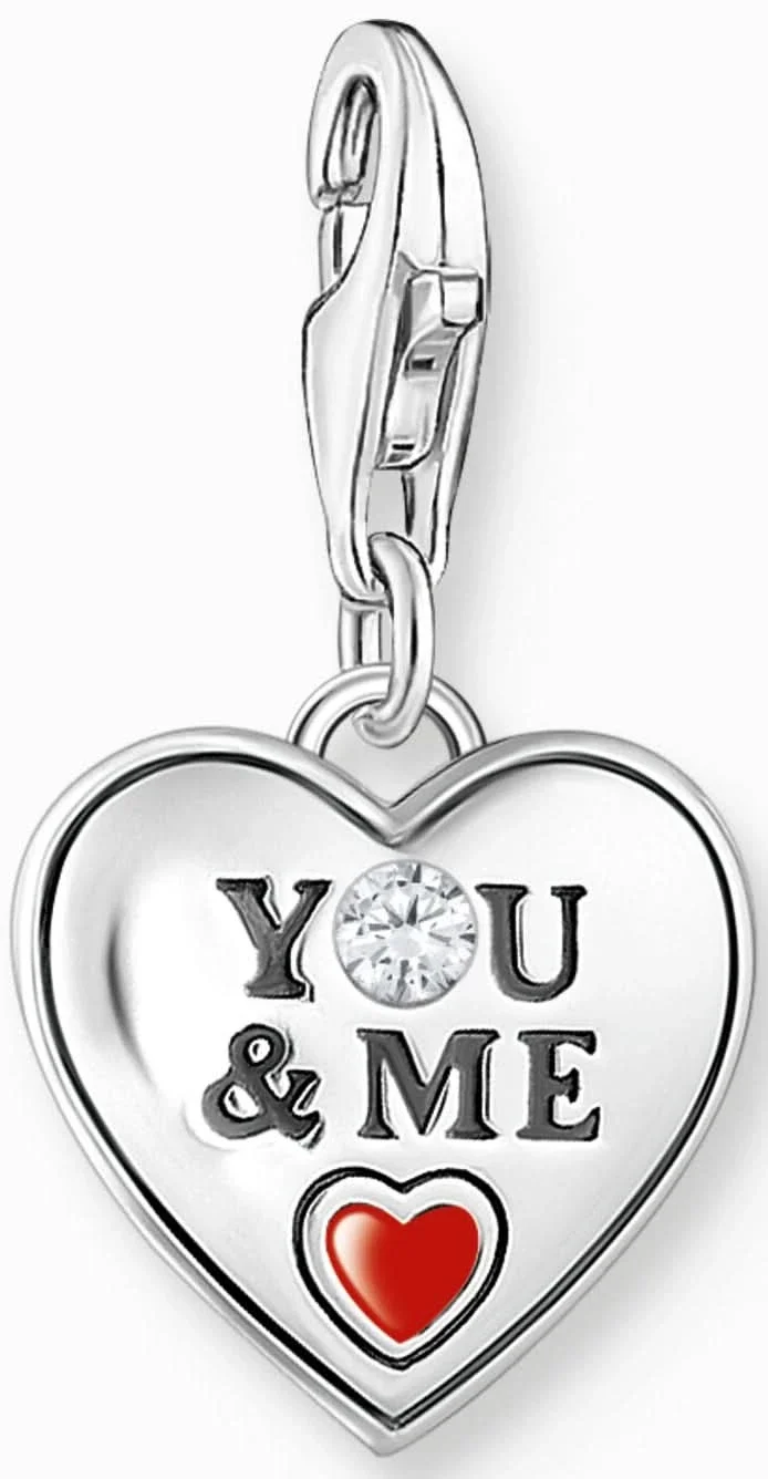 Thomas Sabo Charm Anhänger Modell: 2206-691-7 Herz mit Schriftzug- 925 Sterlingsilber