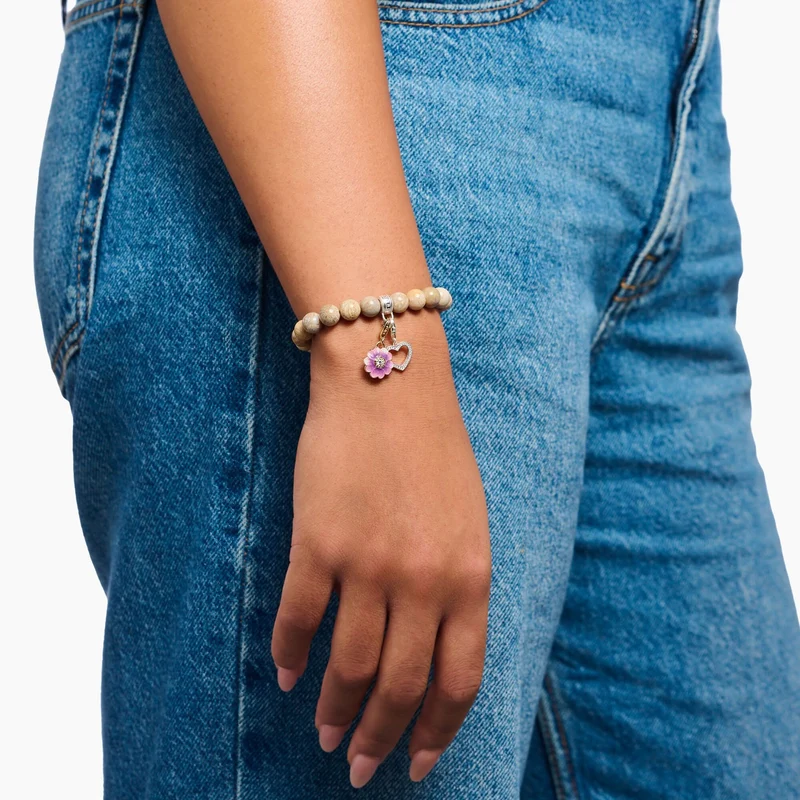 Thomas Sabo Charm Anhänger Modell: 2208-565-7 Blüte lila- 925 Sterlingsilber 18k vergoldet und Kaltemail