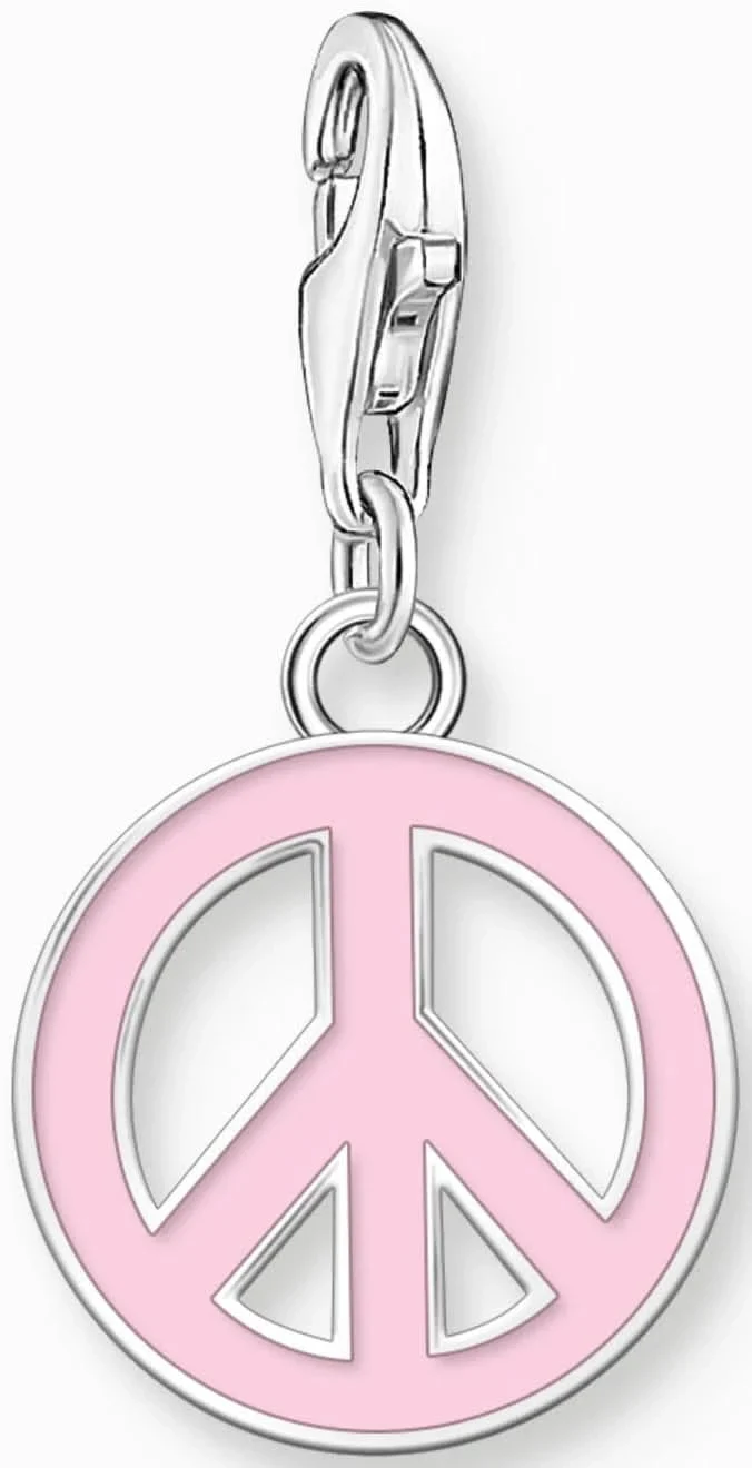 Thomas Sabo Charm Anhänger Modell: 2207-007-9 Peace-Symbol pink- 925 Sterlingsilber und Kaltemail