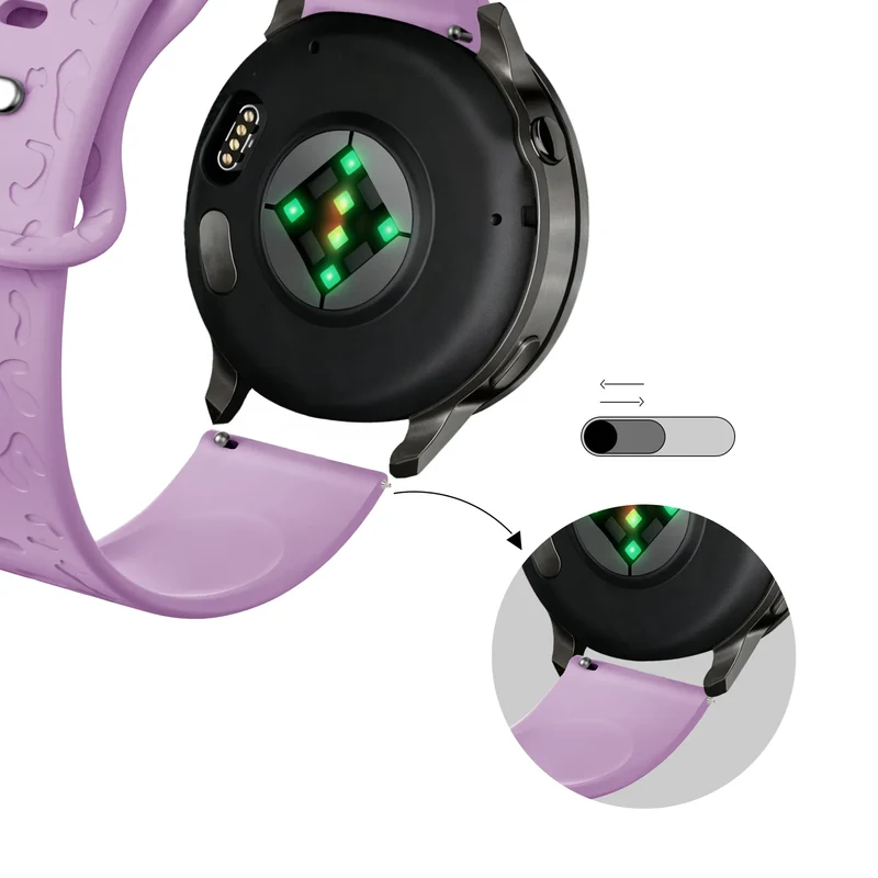 Bandz Garmin Forerunner 70 Silikonarmband 'Leopard' (Hell Lila)
