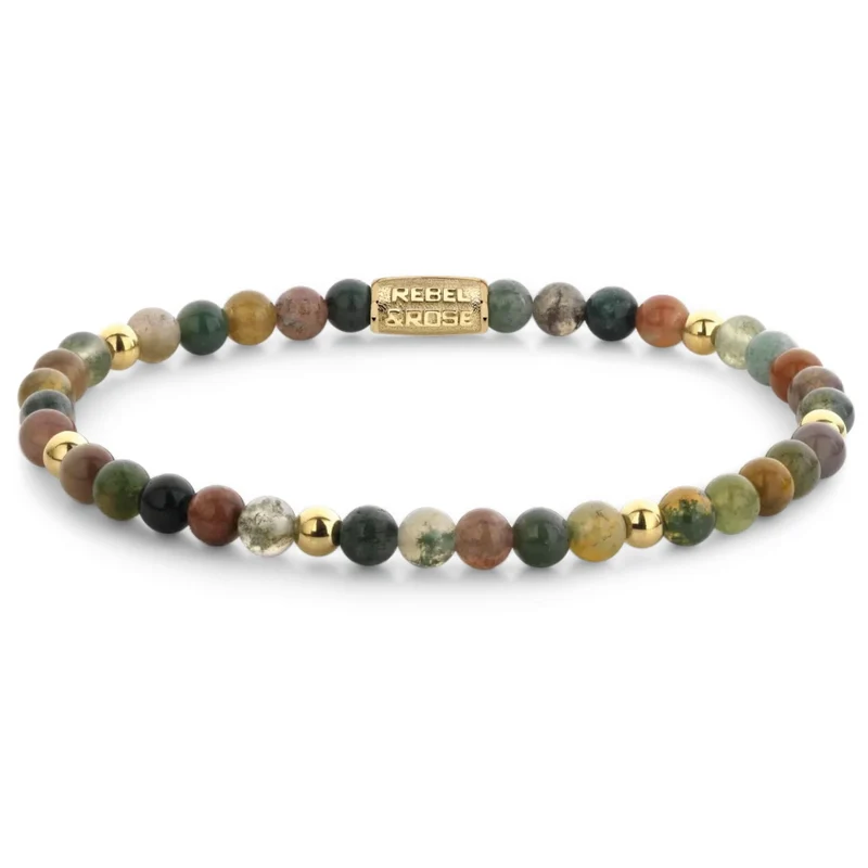 Armband aus verschiedenfarbigen Edelsteinen und Edelstahlverschluss - Rebel&Rose Modell: RR-40046-G-S