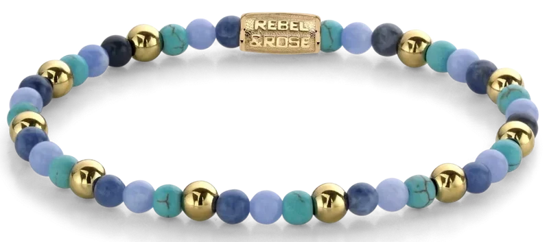 Armband Edelsteinen unterschiedliche Blautönen Edelstahlverschluss