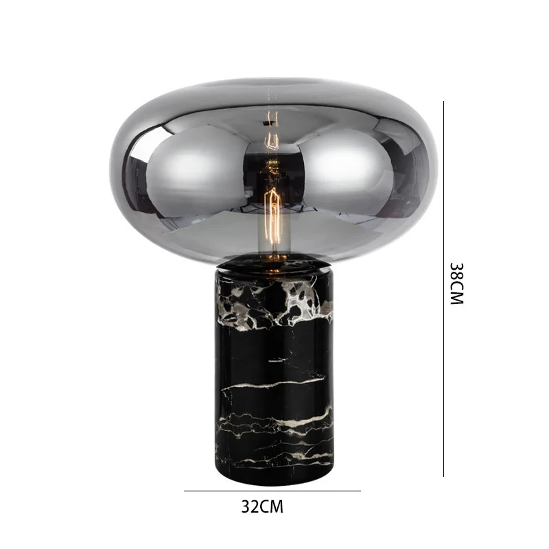 Elegante Glastischlampe mit Marmorbasis