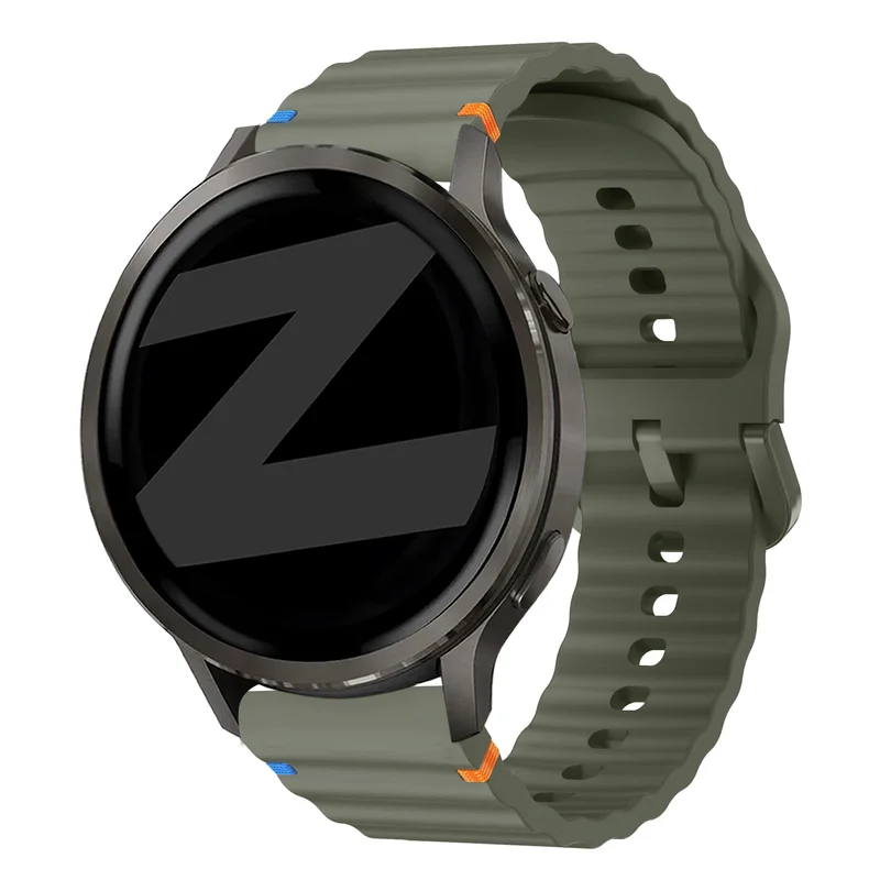 Bandz Garmin Forerunner 70 Silikonarmband 'Wave' (Armeegrün)