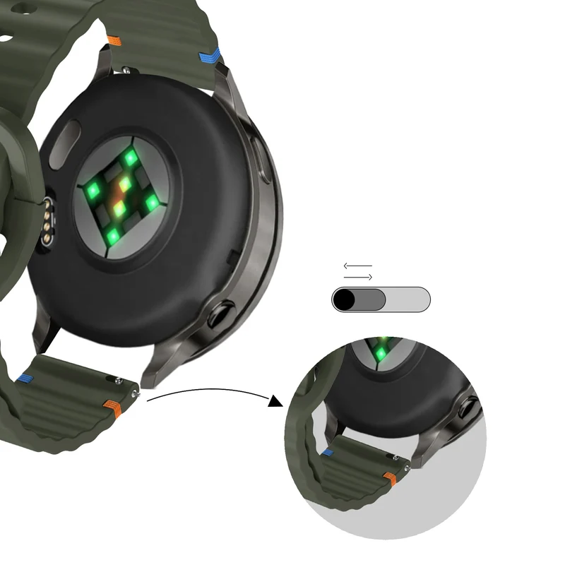 Bandz Garmin Forerunner 70 Silikonarmband 'Wave' (Armeegrün)