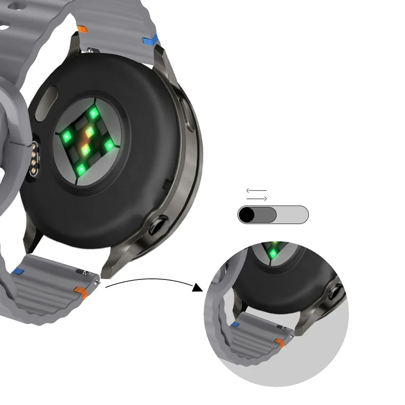 Bandz Garmin Forerunner 170 Silikonarmband 'Wave' (Dunkelgrau)
