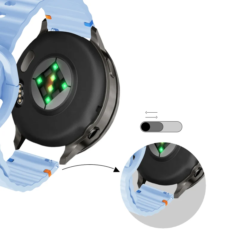 Bandz Garmin Forerunner 70 Silikonarmband 'Wave' (Hellblau)