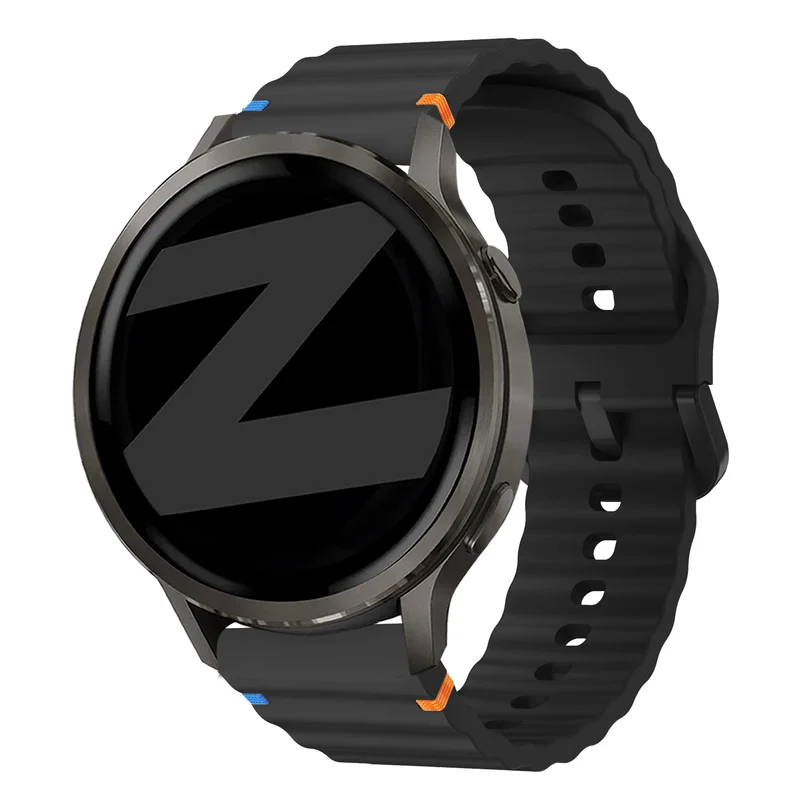 Bandz Garmin Forerunner 170 Silikonarmband 'Wave' (Schwarz)