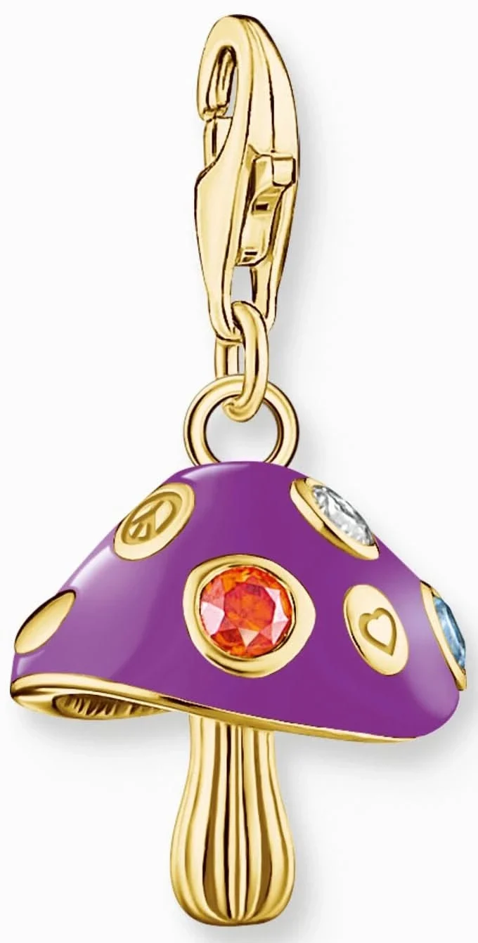 Thomas Sabo Charm Anhänger Modell: 2211-471-7 lila Pilz- 925 Sterlingsilber 18k vergoldet und Kaltemail