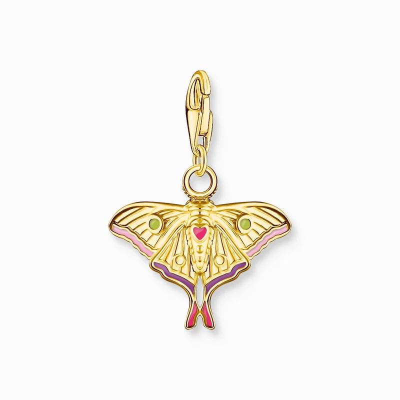 Thomas Sabo Charm Anhänger Modell: 2209-565-7 bunter Nachtfalter- 925 Sterlingsilber 18k vergoldet und Kaltemail