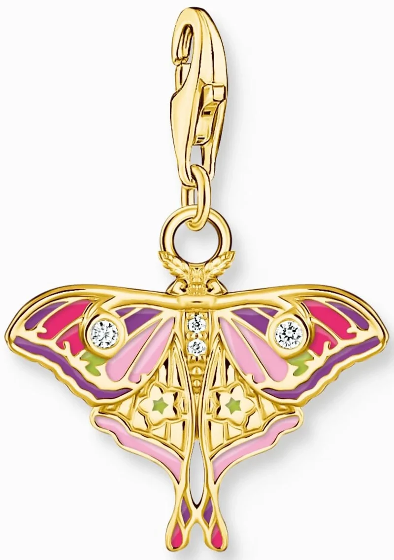 Thomas Sabo Charm Anhänger Modell: 2209-565-7 bunter Nachtfalter- 925 Sterlingsilber 18k vergoldet und Kaltemail