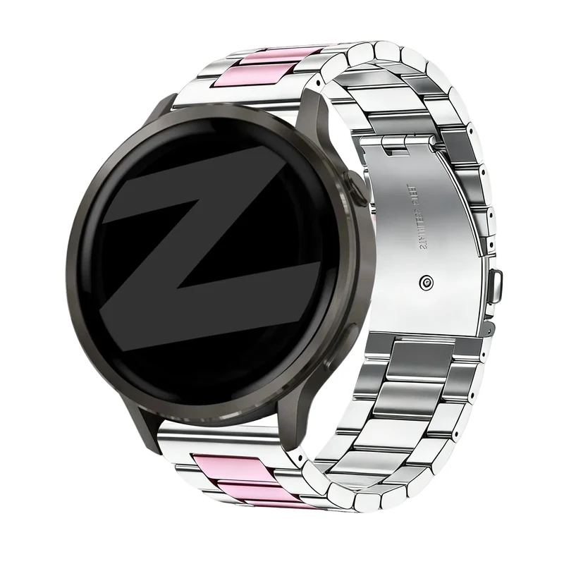 Bandz Garmin Forerunner 170 Stahlarmband 'Classic' (Silber/Rosa)