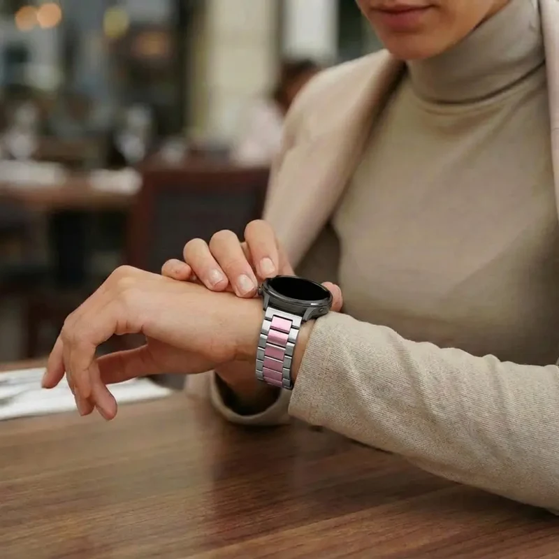 Bandz Garmin Forerunner 170 Stahlarmband 'Classic' (Silber/Rosa)