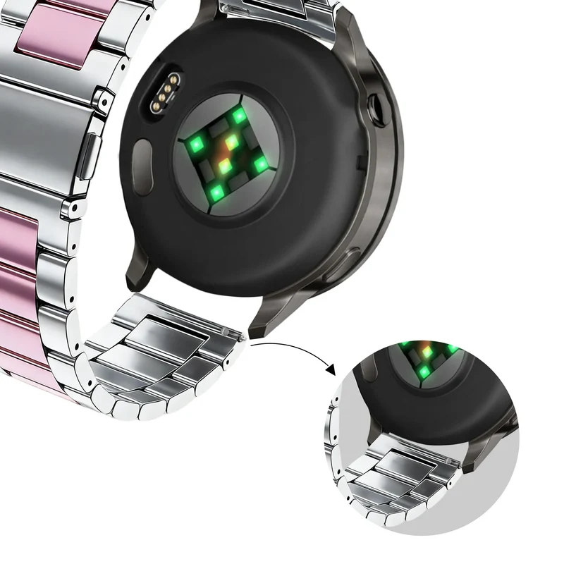 Bandz Garmin Forerunner 170 Stahlarmband 'Classic' (Silber/Rosa)
