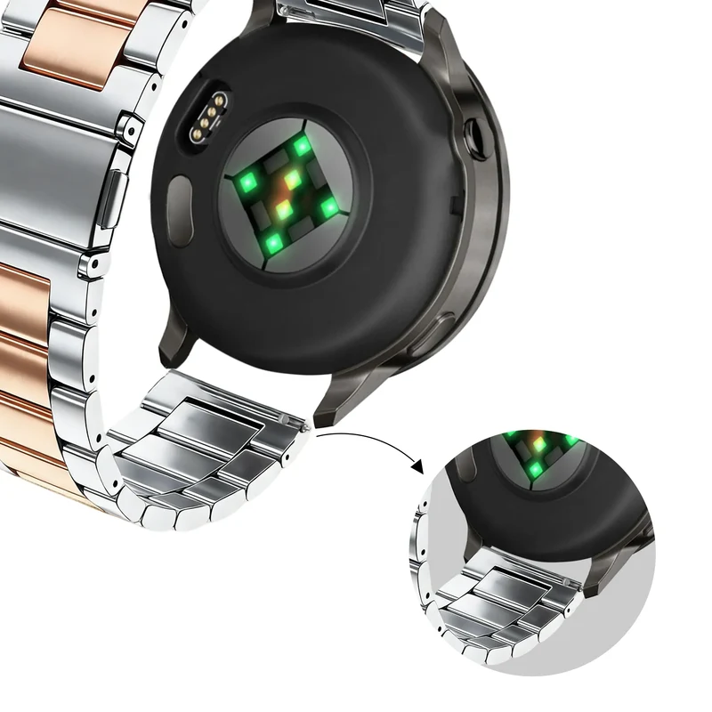 Bandz Garmin Forerunner 70 Stahlarmband 'Classic' (Silber/Roségold)
