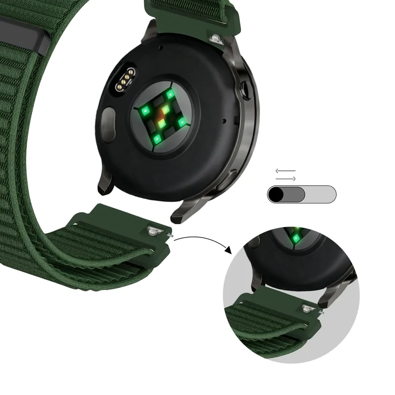 Bandz Garmin Forerunner 70 Nylonarmband 'Wave' (Dunkelgrün)