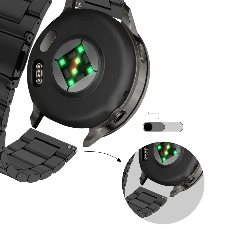 Bandz Garmin Forerunner 70 Stahlarmband 'Classic' (Schwarz)