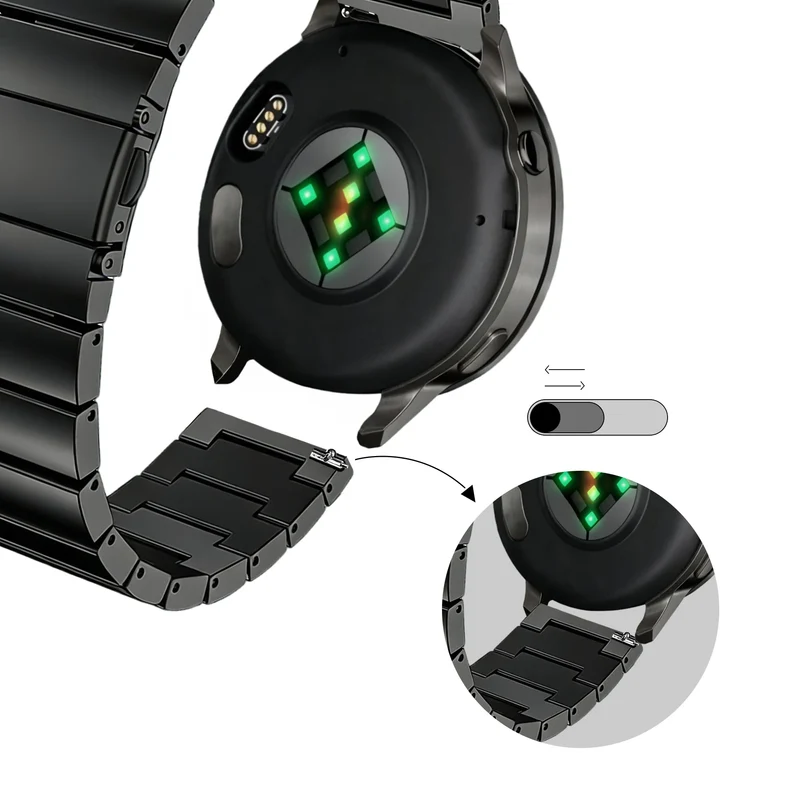 Bandz Garmin Forerunner 170 Stahlarmband 'One Bead' (Schwarz)
