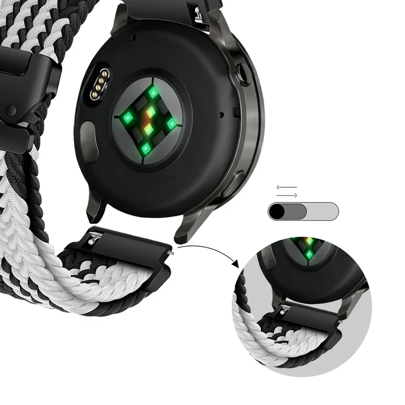 Bandz Garmin Forerunner 170 Geflochtenes Armband 'Parachute' (Schwarz/Weiß)