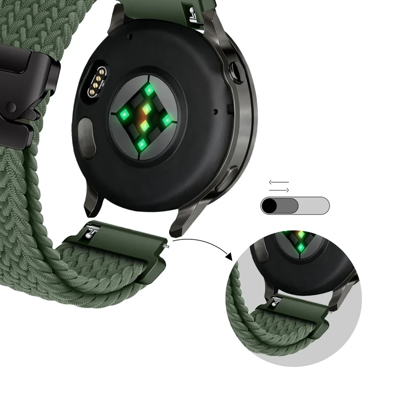 Bandz Garmin Forerunner 70 Geflochtenes Armband 'Parachute' (Grün)