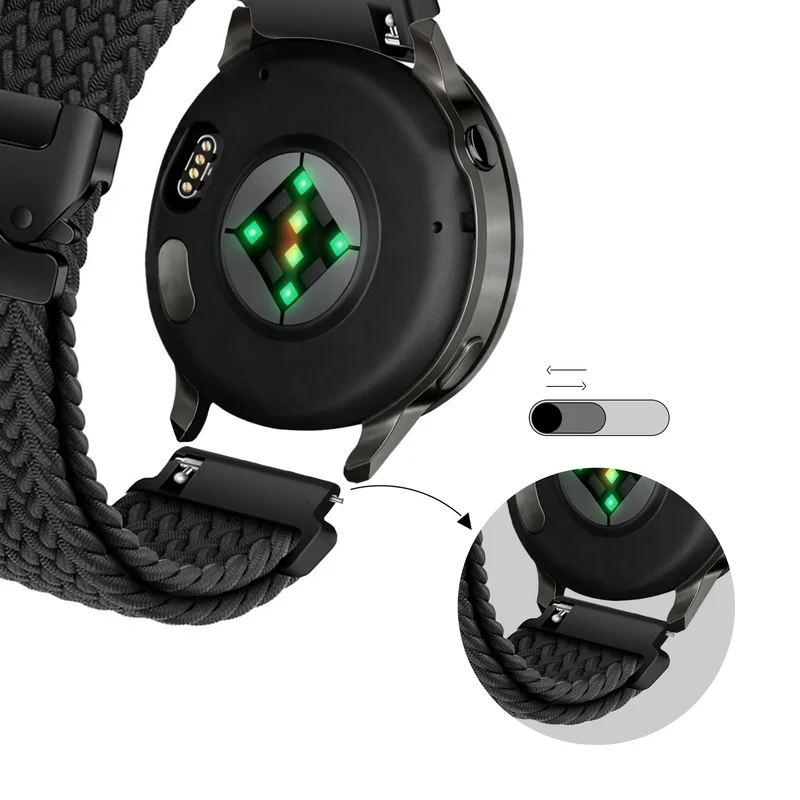 Bandz Garmin Forerunner 70 Geflochtenes Armband 'Parachute' (Schwarz)