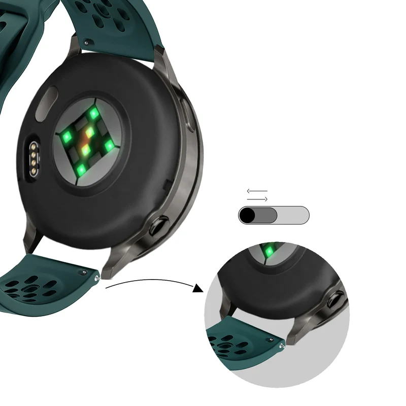 Bandz Garmin Forerunner 70 Silikonarmband 'Air' (Dunkelgrün)