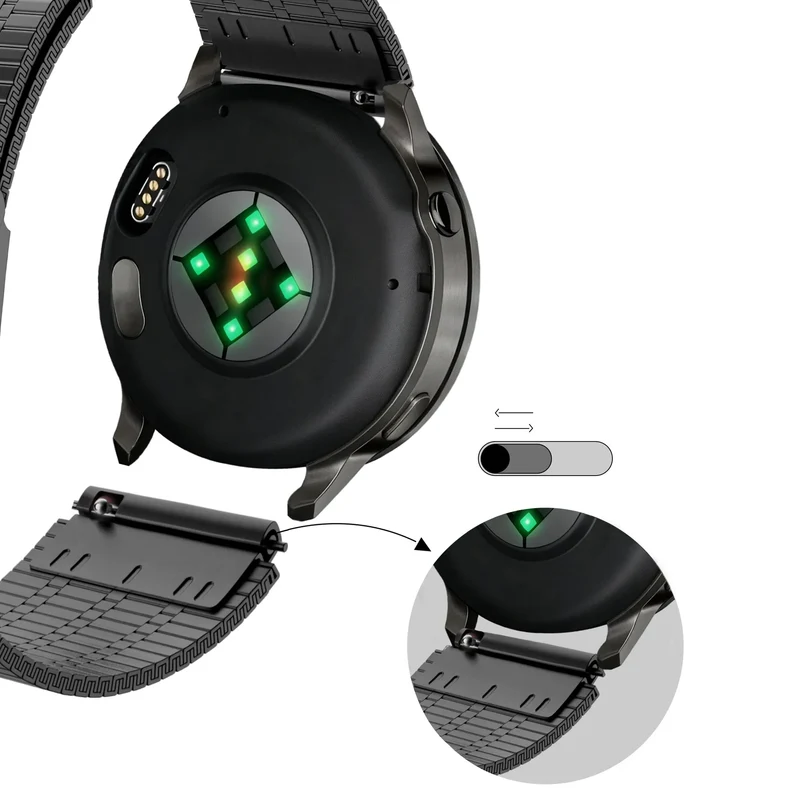 Bandz Garmin Forerunner 70 Verstellbares Stahlarmband (Schwarz)