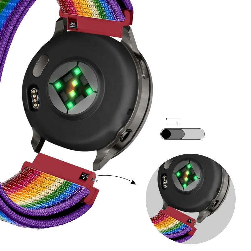 Bandz Garmin Forerunner 170 Nylon Loop Armband (Regenbogen)