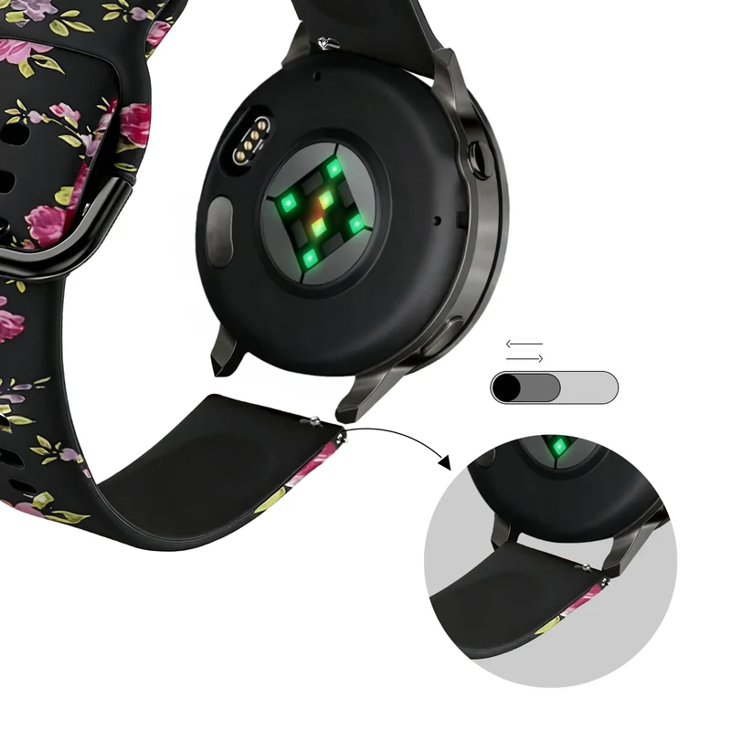 Bandz Garmin Forerunner 170 Silikonarmband (Pink Flower)