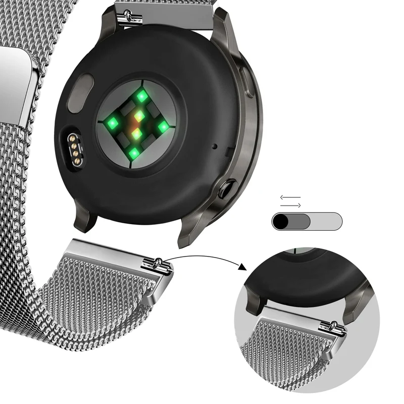 Bandz Garmin Forerunner 70 Milanese Loop Armband (Silber)