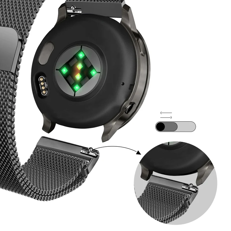 Bandz Garmin Forerunner 70 Milanese Loop Armband (Schwarz)