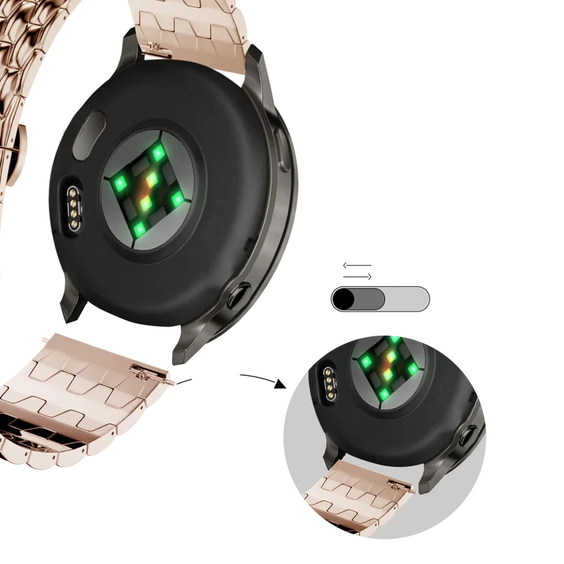 Bandz Garmin Forerunner 170 Stahlarmband 'Dragon' (Roségold)
